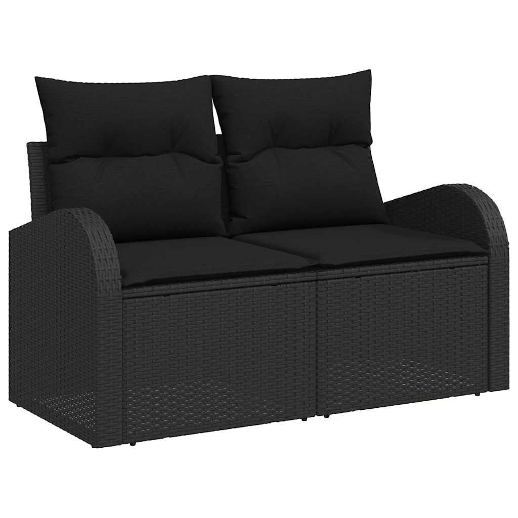 Garten-Sofa-Set mit Speicher 7 pcs Schwarz Poly Rattan
